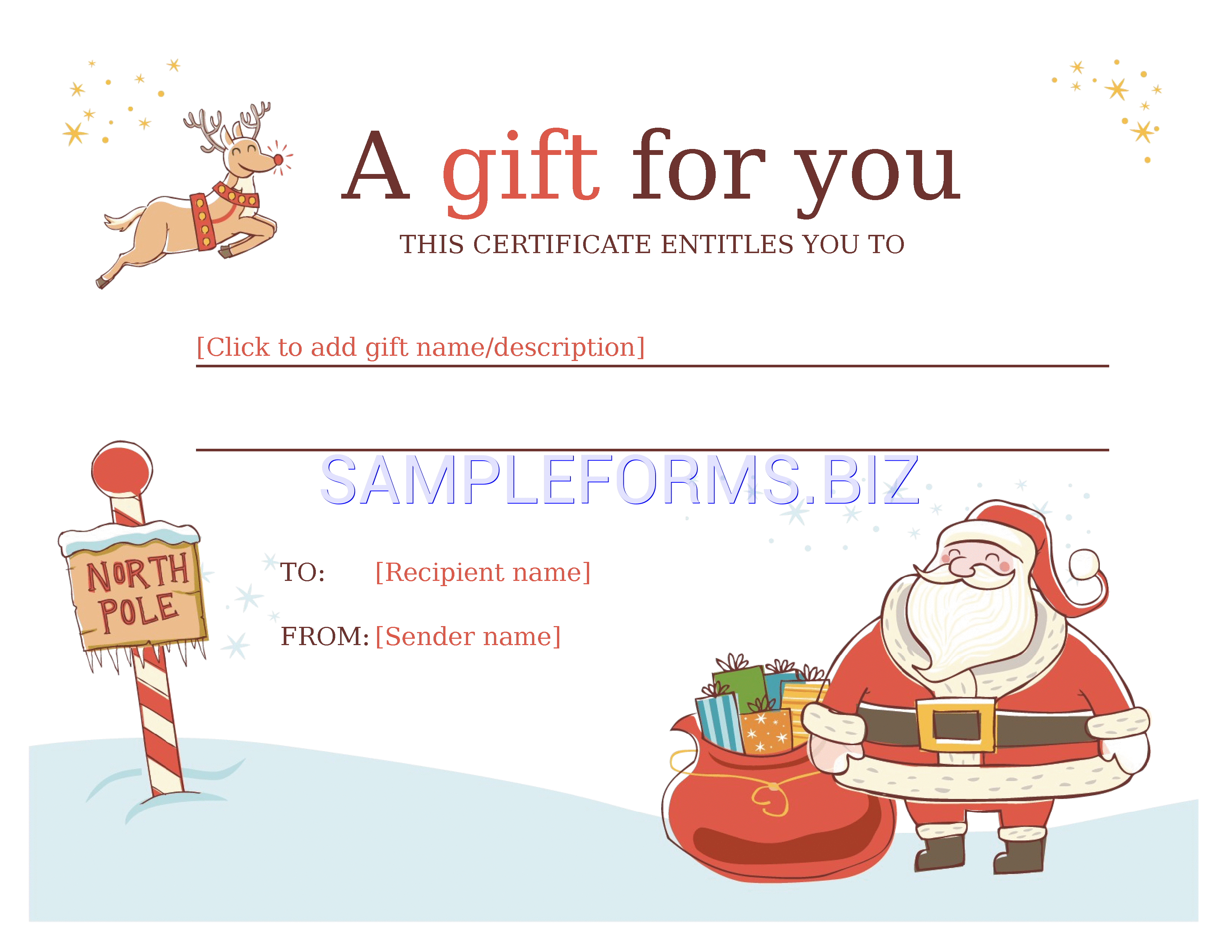 Preview free downloadable Christmas Gift Certificate Template in PDF (page 1)